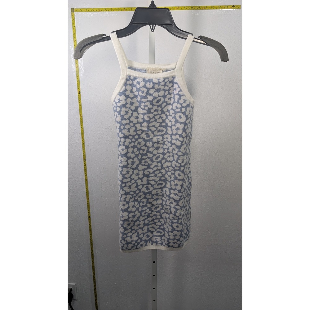 Btween Girls Blue White Leopard Print Knit Sweater Dress Sleeveless Size 10